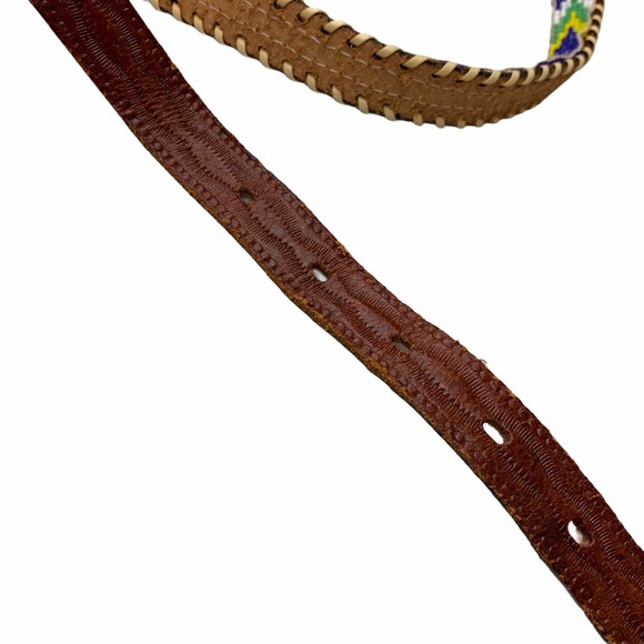 Hand Beaded Cowhide Leather Thin Eagle Belt 30 main image 4